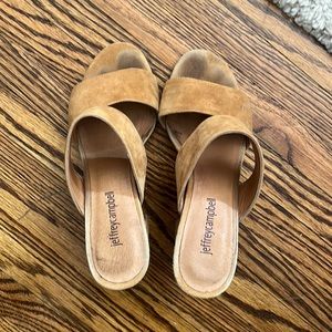 Jeffrey Campbell beige suede platform sandals